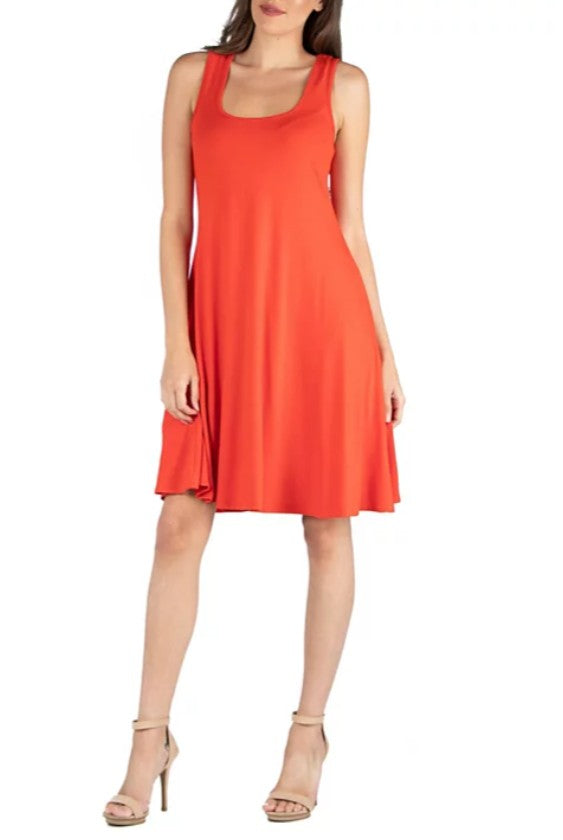 24Seven Comfort Apparel Women's Sleeveless A-Line Fit and Flare Skater Dress