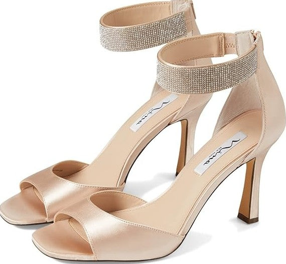 Nina New York Women's Ankle Strap Stiletto Dress Heeled Sandals Size 8