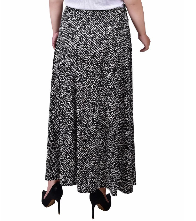 NY Collection Women's Front Faux Belt Maxi A-Line Skirt Petite Size PL