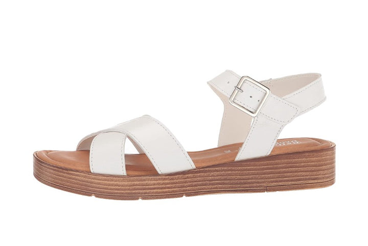Bella Vita Women's Car-Italy Leather Wedge Sandals White Leather Size 7