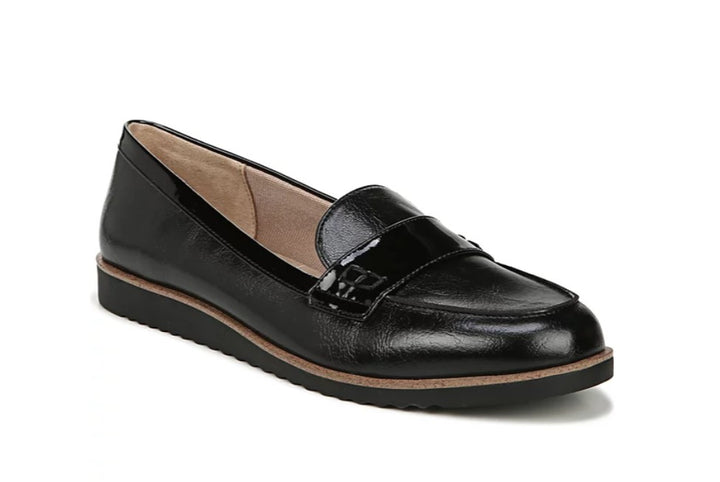 LifeStride Women's Zee Slip On Penny Loafers Shoes Black Faux Leather Size 7 1/2