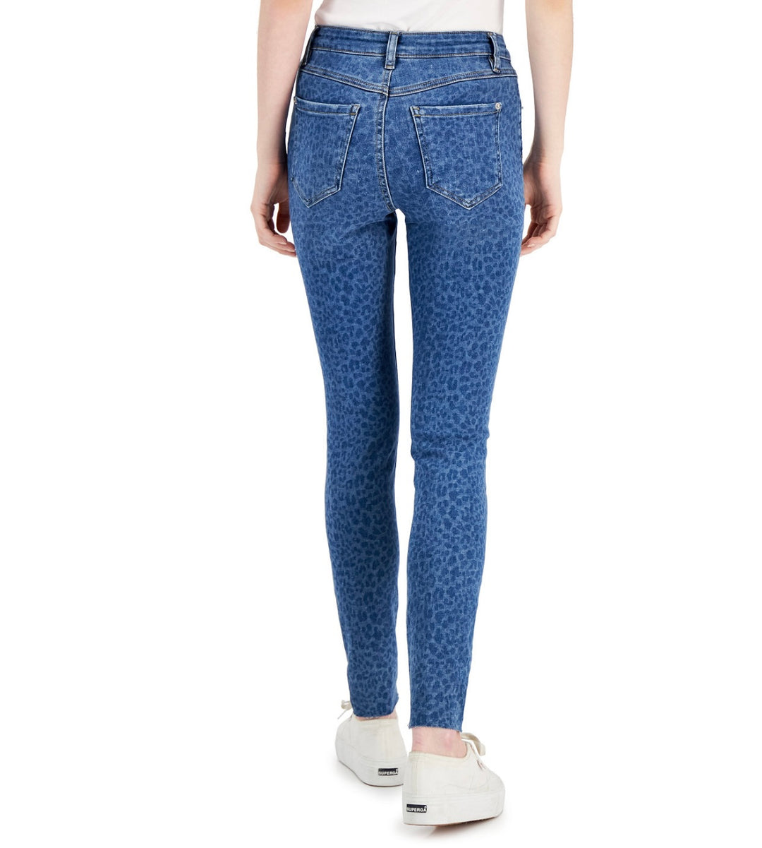 INC International Concepts Women's Mid Rise Ripped Leopard-Print Skinny Jeans