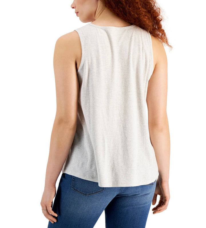 Style & Co Women's Cotton Tank Top Whispy Grey Heather Size L