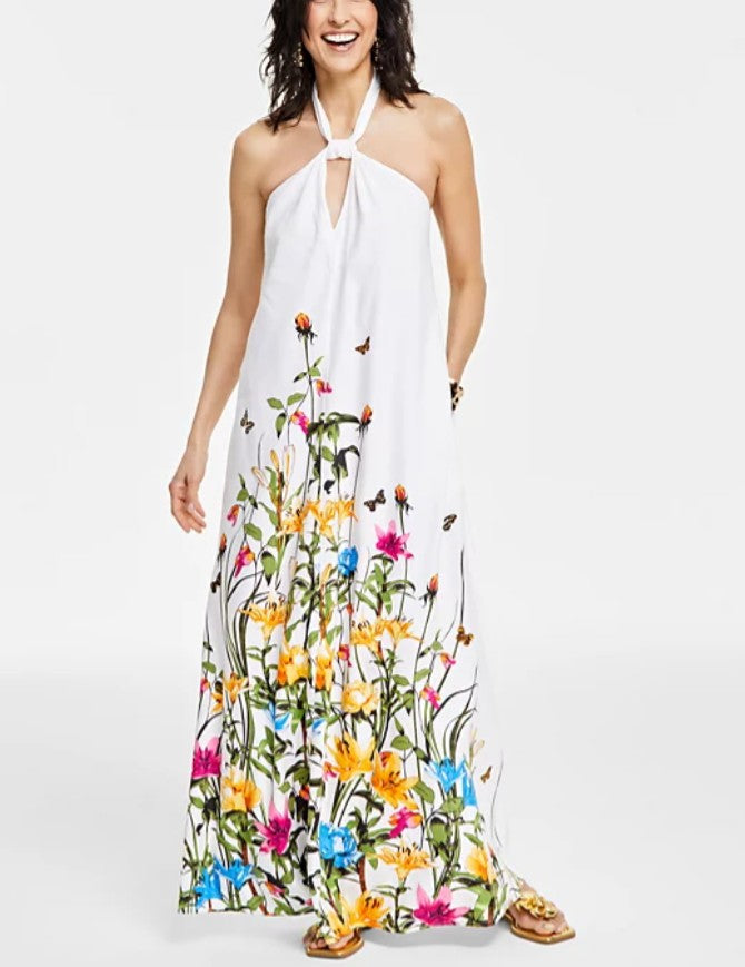 INC International Concepts Women's Floral-Print Halter Keyhole Maxi Dress Size S