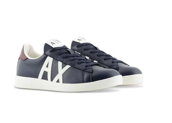 Armani Exchange Men's Leather Logo Sneaker Navy Size 10