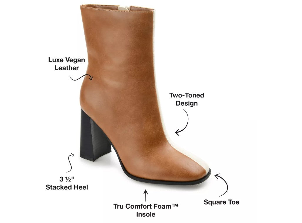 Journee Collection Women's January Two Tone Booties Cognac Size 10