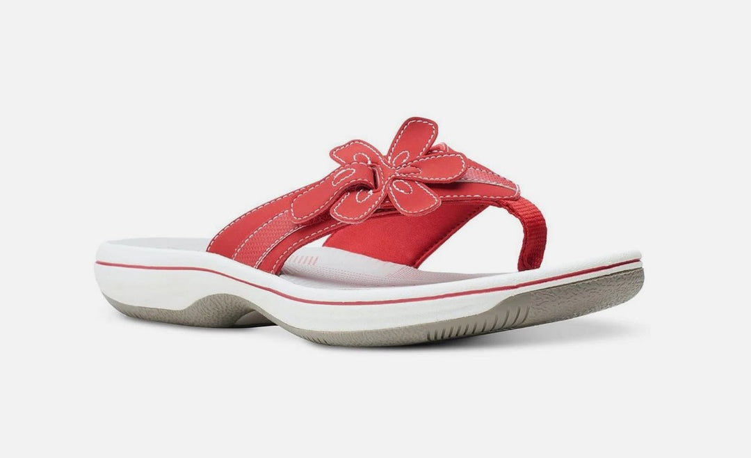 Clarks Women's Cloudsteppers Breeze Opal H Flip-Flops Sandals Cherry Synthetic