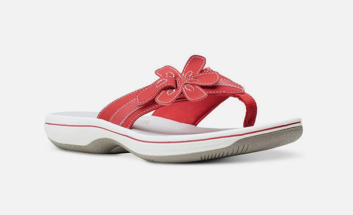 Clarks Women's Cloudsteppers Breeze Opal H Flip-Flops Sandals Cherry Synthetic