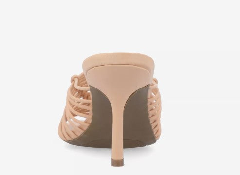 Journee Collection Women's Square Open Toe Saskia Sandal Nude Size 5.5