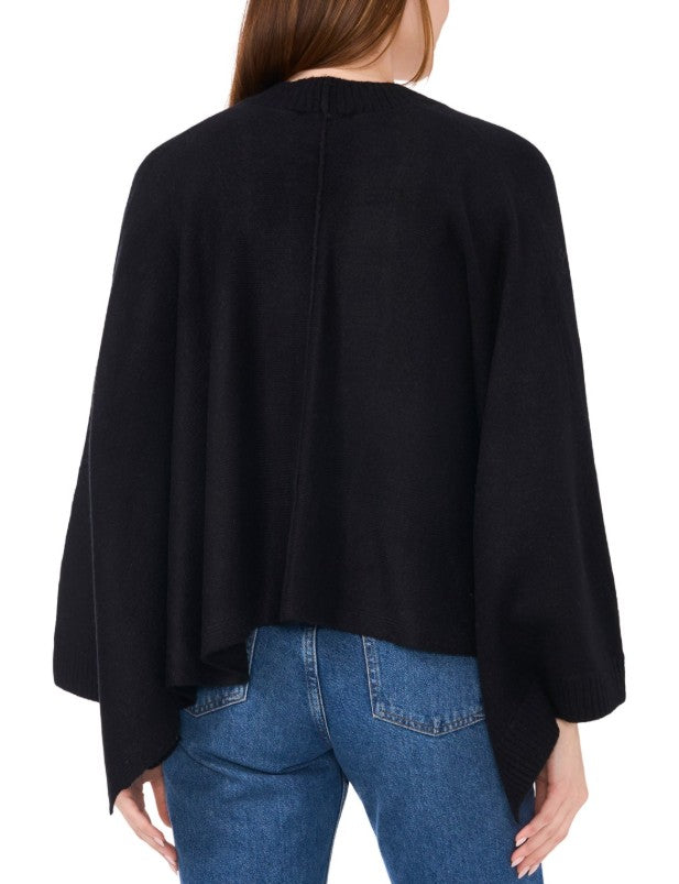 Sam & Jess Women's Open-Front Handkerchief-Hem Cardigan Rich Black Size XL