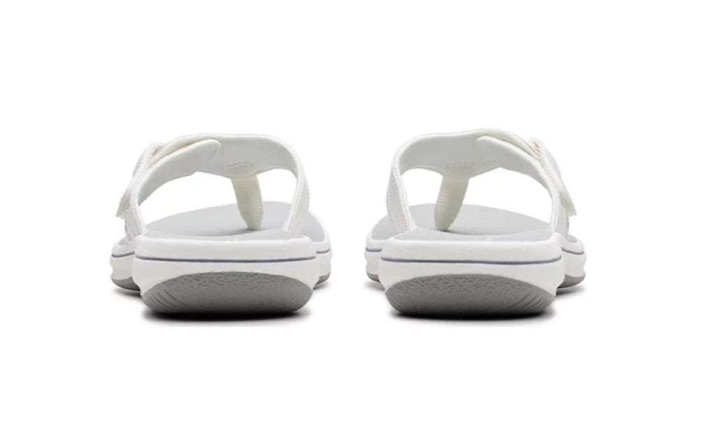 Clarks Cloudsteppers Breeze Reyna Flip-Flop Sandals White Textile Size 8
