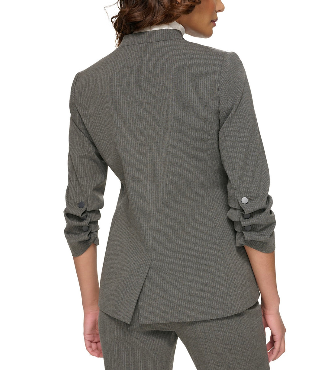 Calvin Klein Women's Collarless Pinstripe Blazer Charcoal Petite Size 6P