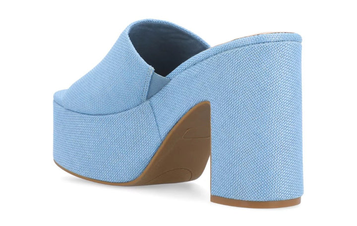 Journee Collection Women's Enyya Canvas Platform Sandals Blue Size 6.5