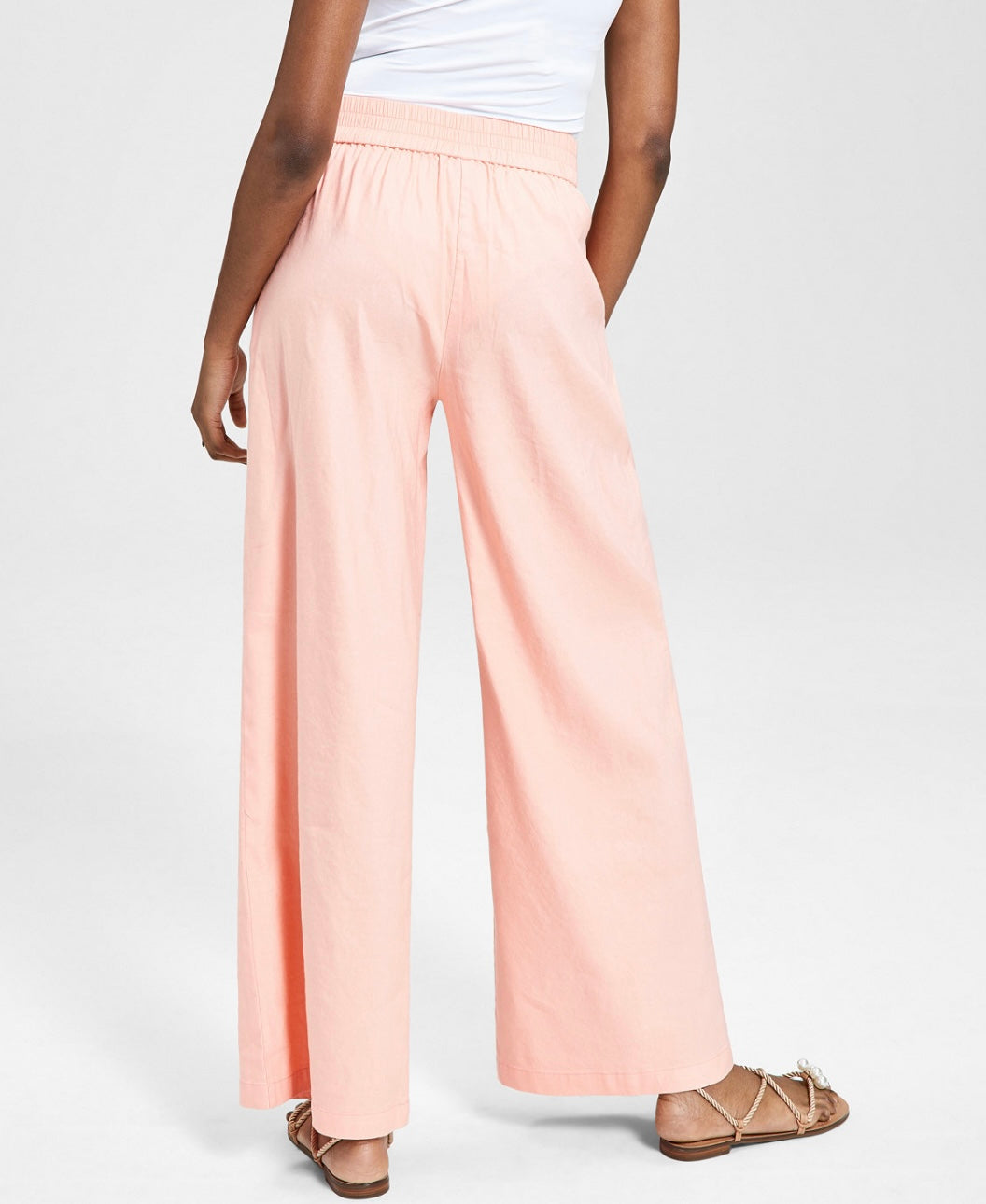 INC International Concepts Women's High Rise Pull-On Wide-Leg Pants First Blush