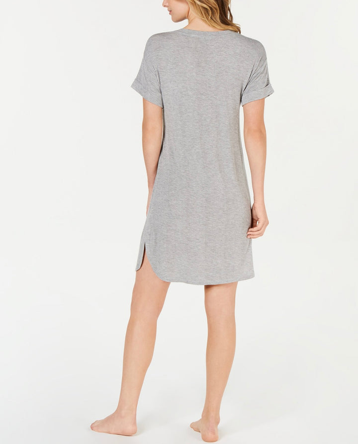 Alfani Women's Ultra Soft Ribbed Sleepshirt Nightgown Heather Grey Size XXXL