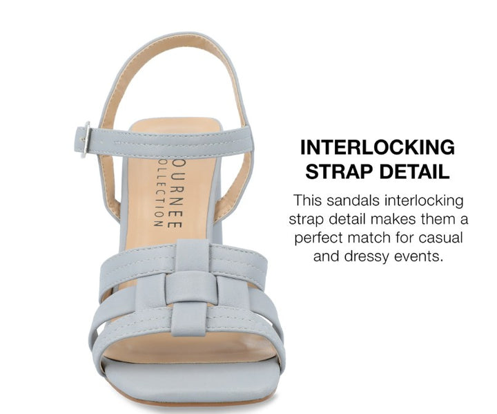 Journee Collection Women's Gibssen Square Toe Fisherman Sandals Blue Size 7