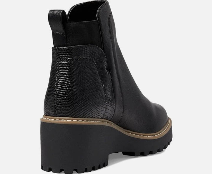 DV Dolce Vita Women's Rielle Chelsea Lug Sole Booties Black Exotic Size 10