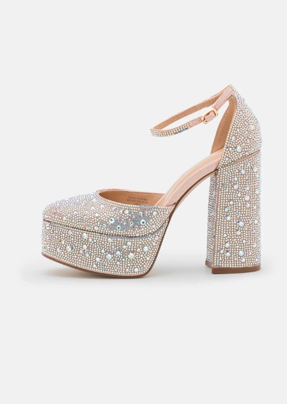 Madden Girl Women's Dion Rhinestone Two-Piece Platform Pumps Size 10