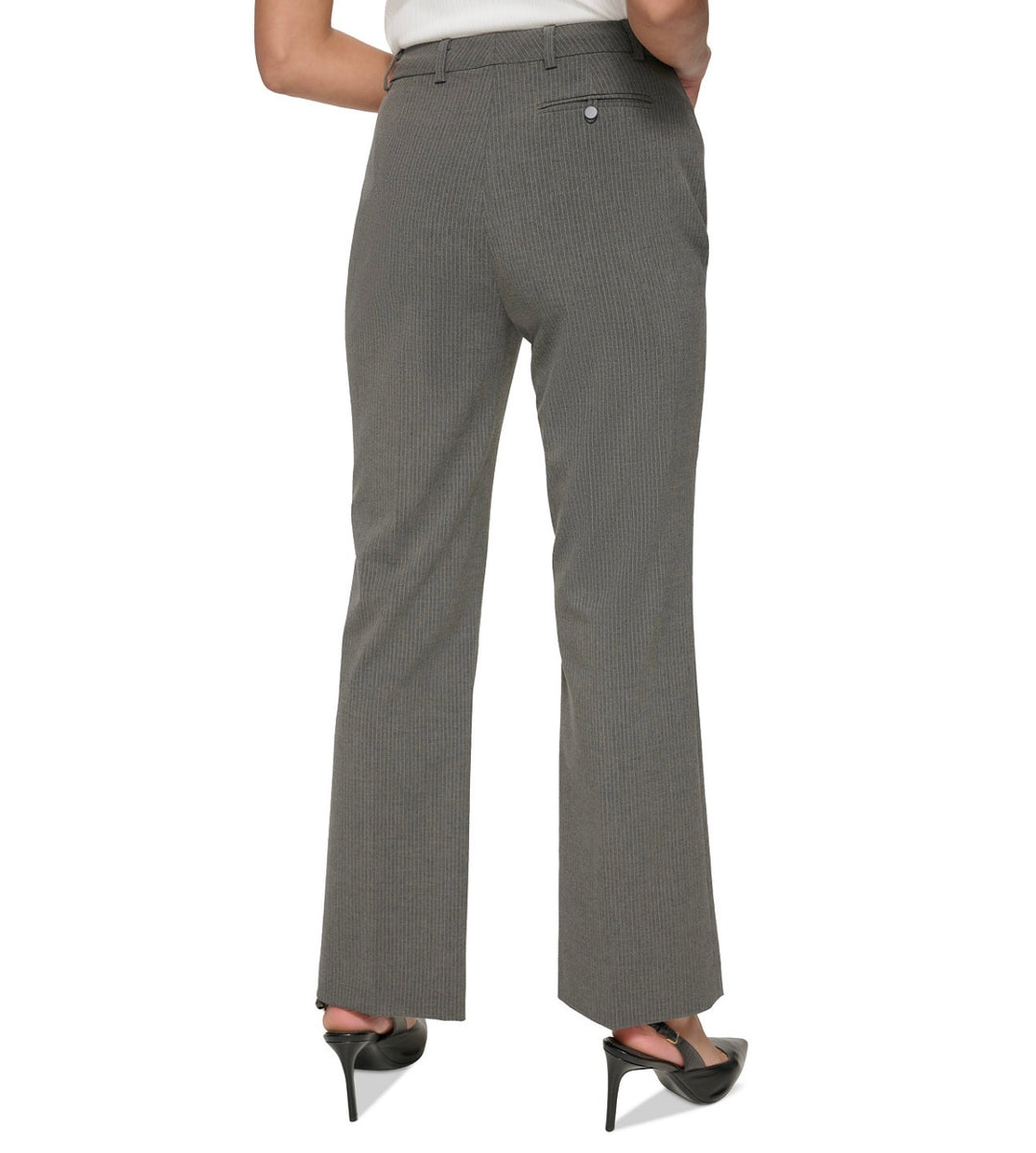 Calvin Klein Women's Pinstripe Straight-Leg Pants Charcoal/Cream