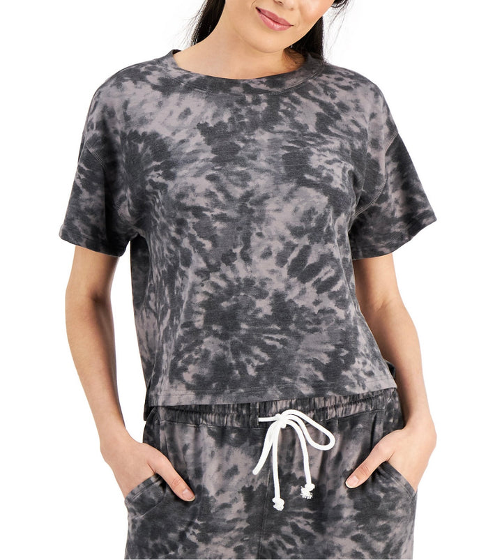 Jenni Women's Short Sleeve Super Soft Pajama T-Shirt Grey Swirl Tie Dye Size XS