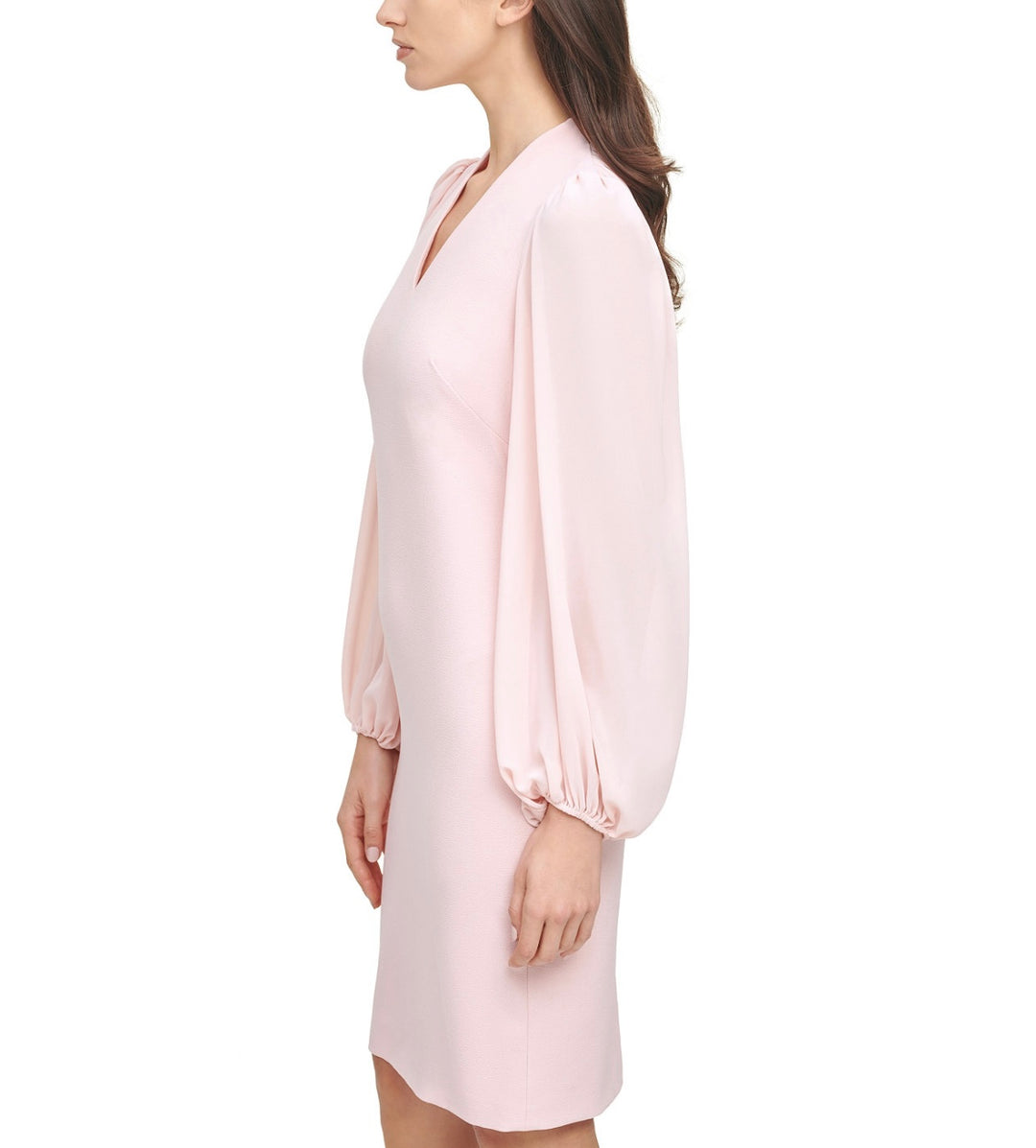 Vince Camuto Women's Long Sleeve V Neck Stretch Crepe Bodycon Dress Blush Size 0