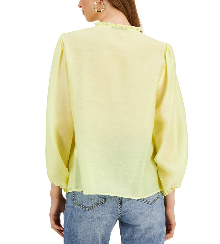 INC International Concepts Women's Volume Sleeve Top Yellow Pear Size S