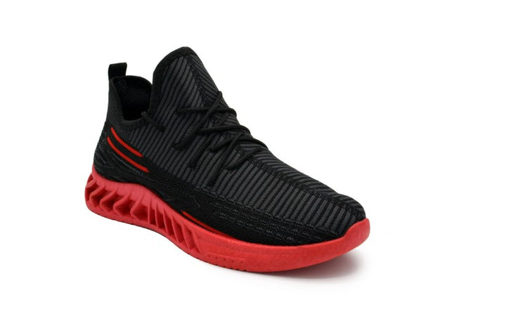 Akademiks Men's Fit 2.0 Knit Jogger Sneakers Black Red Size 10