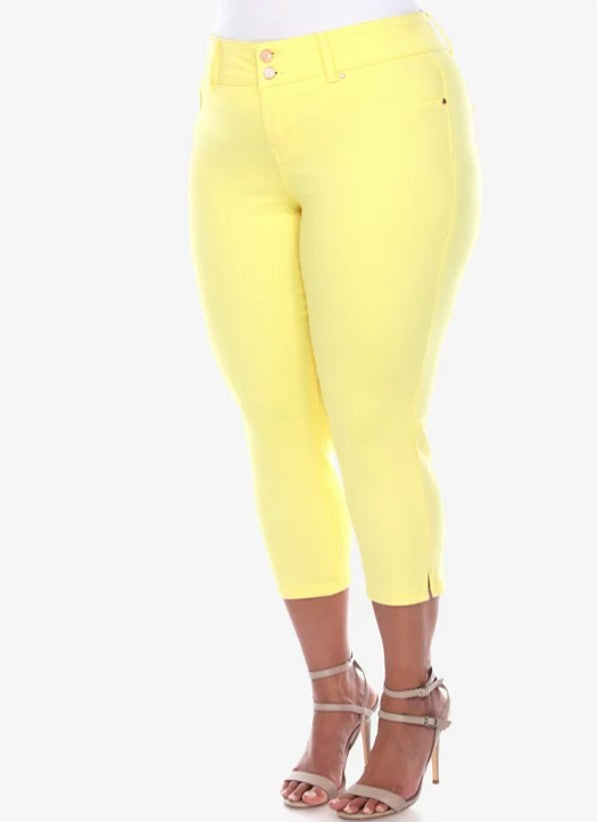 White Mark Women's Capri Jeans Yellow Plus Size 22