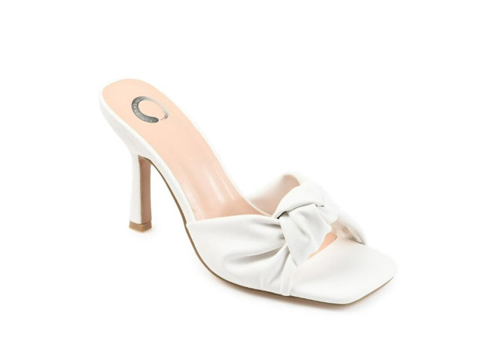 Journee Collection Women's Diorra Faux Leather Open Toe Slide Sandals White