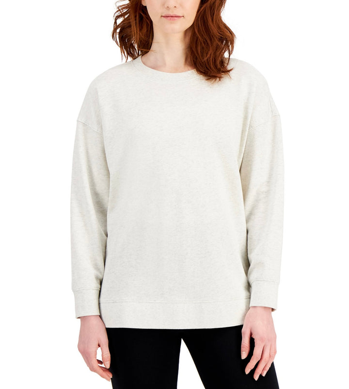 Style & Co. Women's Long Sleeve Round Neck Sweatshirt White Heather Sie S