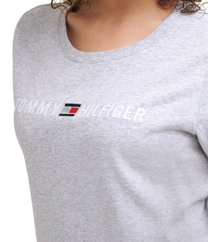 Tommy Hilfiger Sport Women's Embroidered Logo Crewneck T-Shirt Grey Size XS