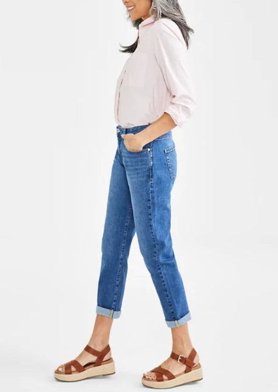 Style & Co. Women's Mid-Rise Relaxed Girlfriend Jeans Honey