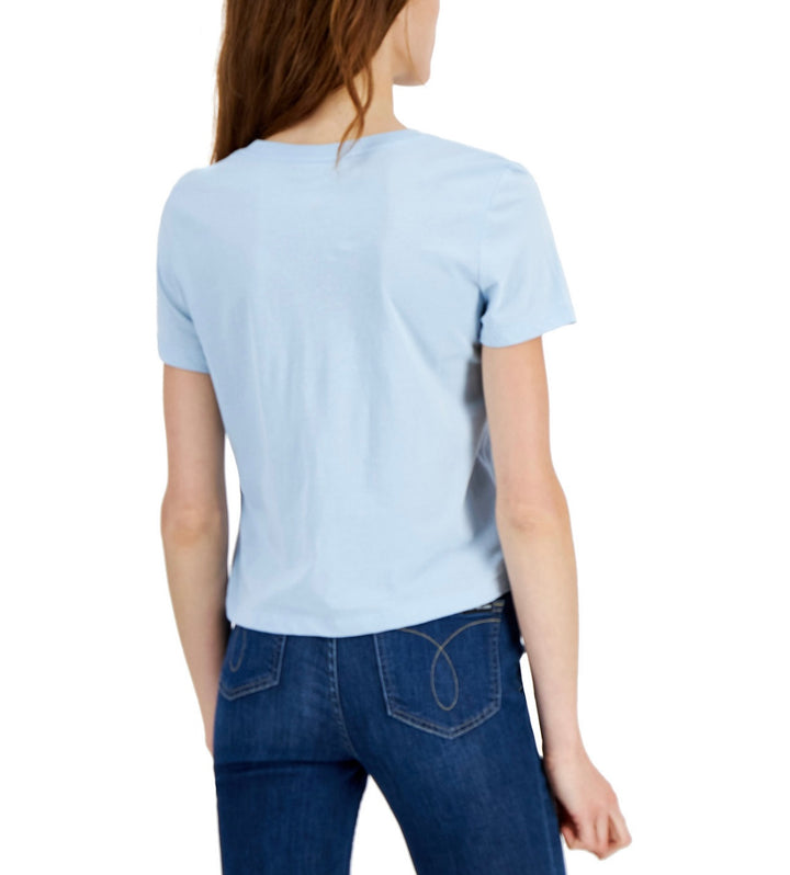Calvin Klein Jeans Women's Crewneck Boxy T-Shirt Blue Petite Size PXS