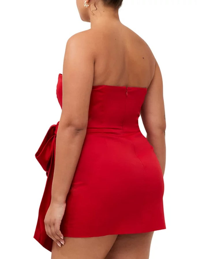 French Connection Women's Strapless Bow-Waist Mini Dress Red Size 4