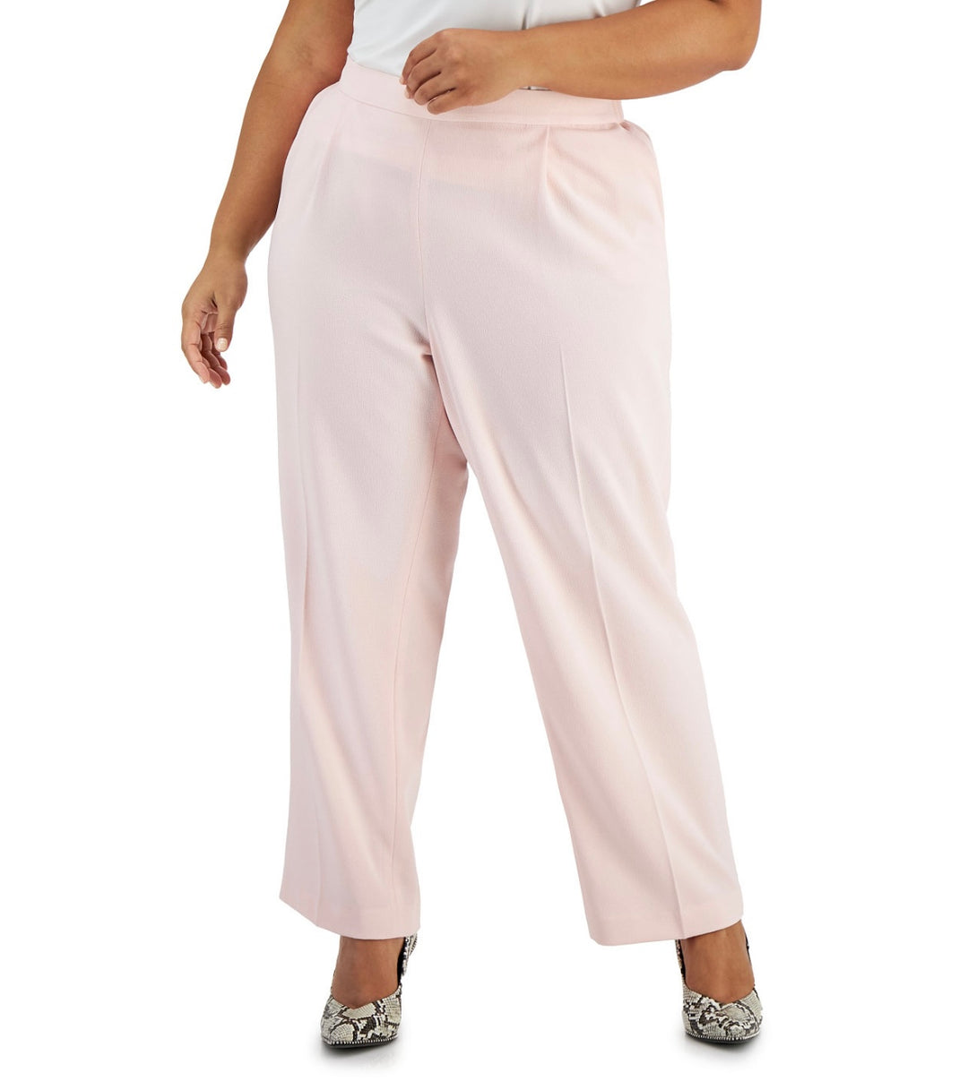Bar III Women's High Rise Straight Leg Solid Pull-On Pants Rosebud Plus Size 2X
