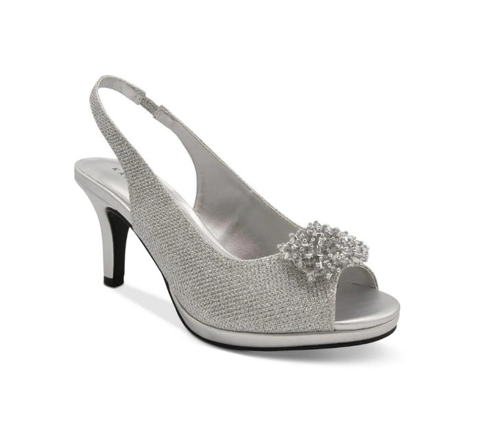 Karen Scott Women's Breena Slingback Peep-Toe Pump Silver 8M