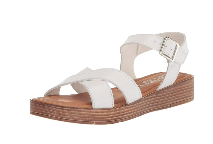 Bella Vita Women's Car-Italy Leather Wedge Sandals White Leather Size 7
