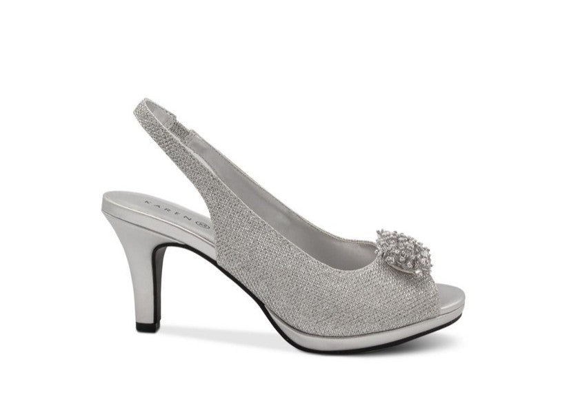 Karen Scott Women's Breena Slingback Peep-Toe Pump Silver 8M