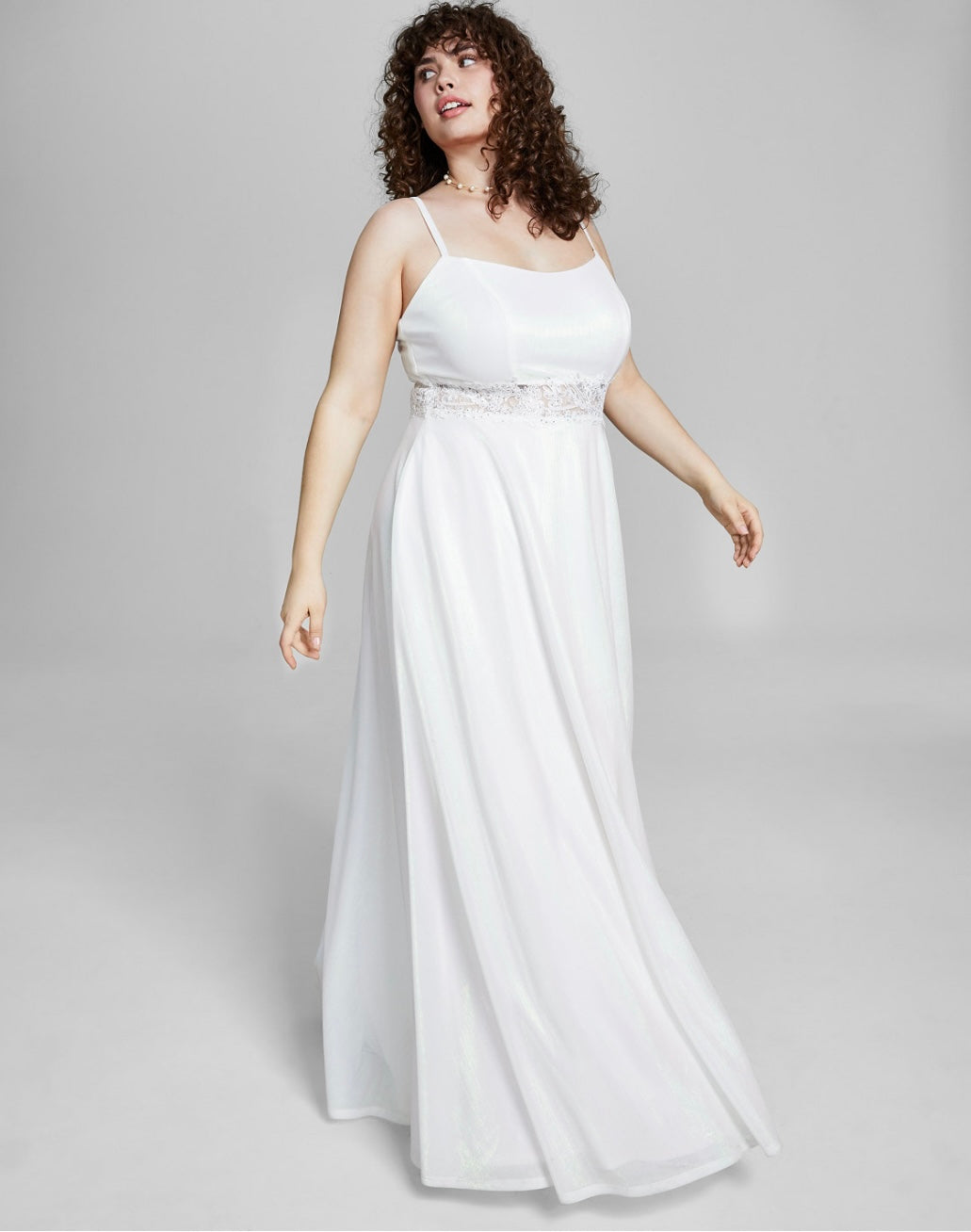 City Studio Women's Iridescent Prom Evening Dress White Plus Size 18W