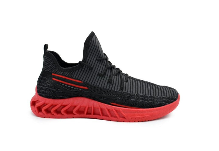 Akademiks Men's Fit 2.0 Knit Jogger Sneakers Black Red Size 10