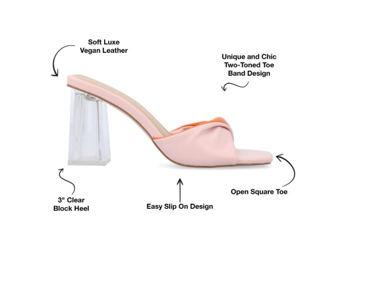 Journee Collection Women's Aylia Twist Slip On Block Heel Sandals Pink Size 6.5
