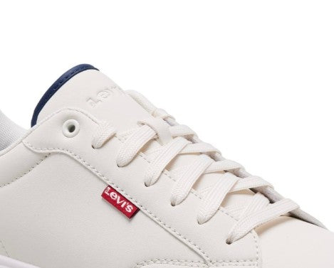 Levi's Men's Carter Casual Lace up Sneakers Soft White Navy Size 10.5