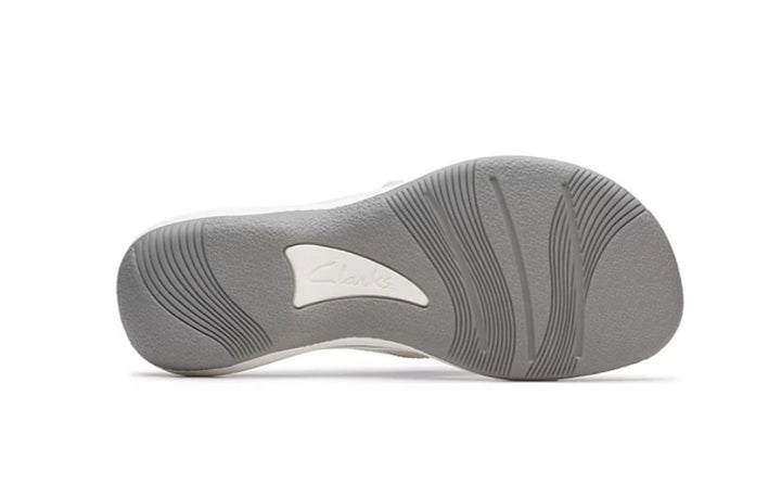 Clarks Cloudsteppers Breeze Reyna Flip-Flop Sandals White Textile Size 10