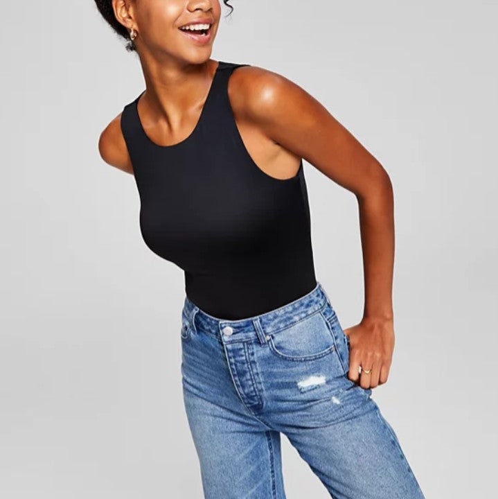 And Now This Women's Sleeveless Front-Lined High Neck Bodysuit Black Size M
