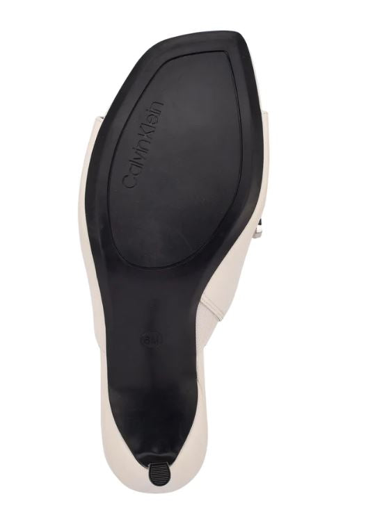 Calvin Klein Women's Open Toe Chain Mules Halima High Heel Ivory Size 7.5M