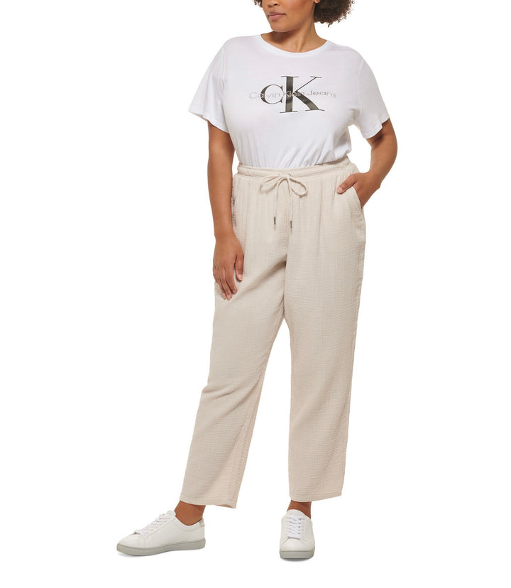 Calvin Klein Jeans Women's Textured Ankle Straight Leg Pants Plus Size 2X