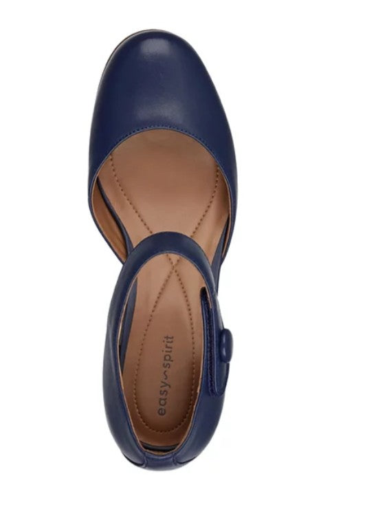 Easy Spirit Women's Clarice Mary Jane Block Heel Pumps Dark Blue Leather Size 6