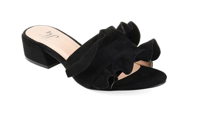 Journee Collection Women's Sabica Ruffle Slip On Dress Sandals Black Size 6.5