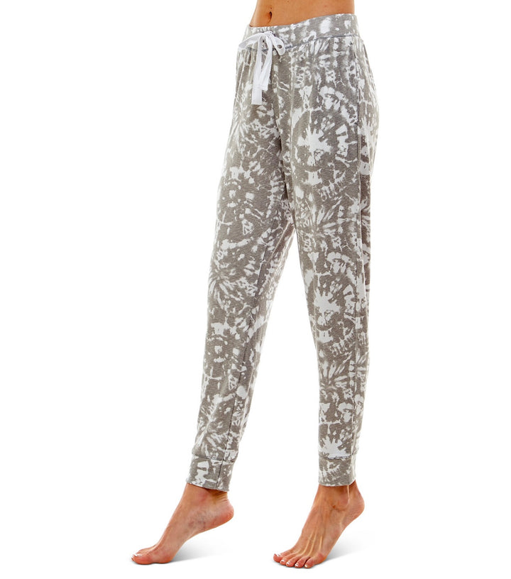Roudelain Women's Whisperluxe Printed Jogger Pajama Pants Soft Silver Size L