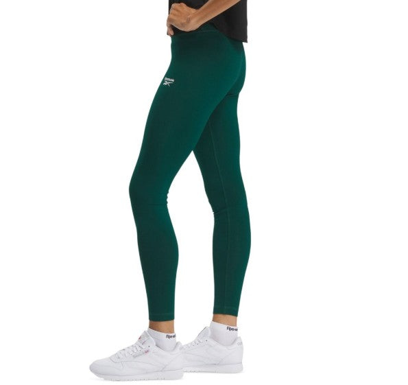 Reebok Women's Mid-rise Full Length Small Logo Leggings Green Size S